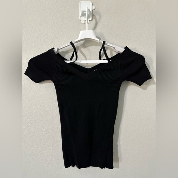 REISS Black Off‎ the shoulder with straps Shirt XS - Picture 6 of 8